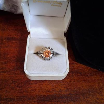 Sale Photo Thumbnail #148: This necklace was designed by the "Nice" company in Mexico. Fine Jewelry was created there such as this necklace. 18 karat heavy rolled white gold with a Rhodium finish. This is an amazing necklace. Costume ring with Topaz color stone marked JS