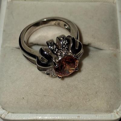 Sale Photo Thumbnail #152: This necklace was designed by the "Nice" company in Mexico. Fine Jewelry was created there such as this necklace. 18 karat heavy rolled white gold with a Rhodium finish. This is an amazing necklace. Costume ring with Topaz color stone marked JS