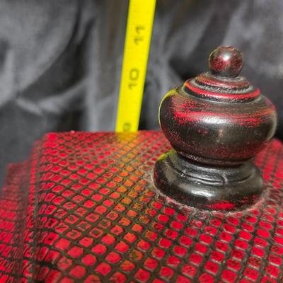 Home Interiors Vintage Red Clock Box – Faux Snakeskin Finish Decorative Storage Chest with Quartz Clock