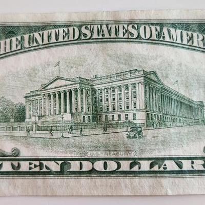 One $10 Federal Reserve Note - Lot D