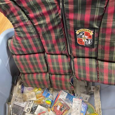 Tote of misc fishing tackle
