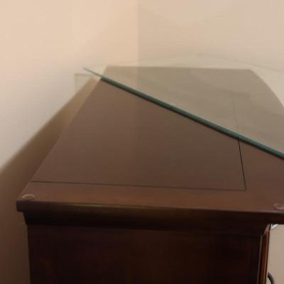 Tall Wooden Chest of Drawers with Glass Top