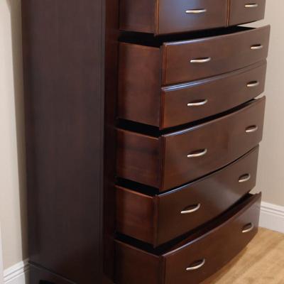 Tall Wooden Chest of Drawers with Glass Top