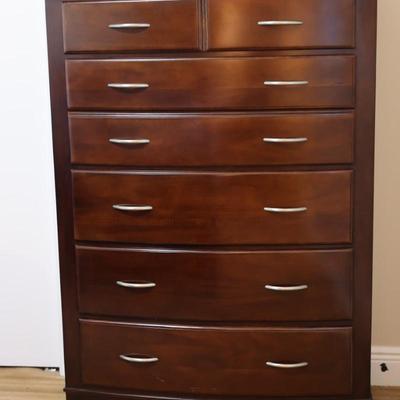 Tall Wooden Chest of Drawers with Glass Top