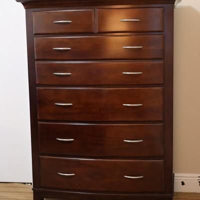 Tall Wooden Chest of Drawers with Glass Top