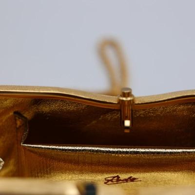 Vintage Rodo Italy Gold-Tone Metal Evening Clutch w/ Decorative Top Accent
