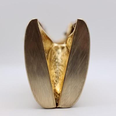 Vintage Rodo Italy Gold-Tone Metal Evening Clutch w/ Decorative Top Accent