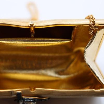 Vintage Rodo Italy Gold-Tone Metal Evening Clutch w/ Decorative Top Accent
