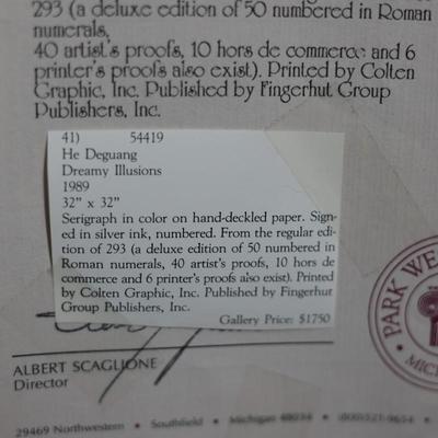 He Deguang “Dreamy Illusions” Serigraph, 1989, Framed w/ Certificate of Authenticity