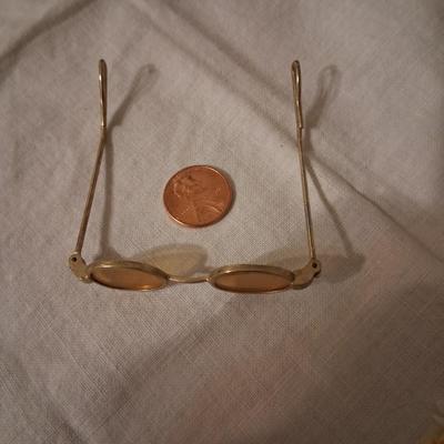 Sale Photo Thumbnail #192: Yellow Glass Lenses, brass? Frames