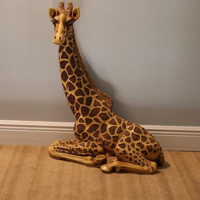 Large Seated Giraffe Decorative Floor Figurine
