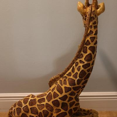 Large Seated Giraffe Decorative Floor Figurine