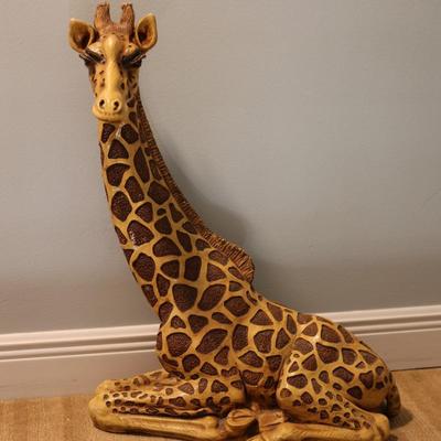 Large Seated Giraffe Decorative Floor Figurine
