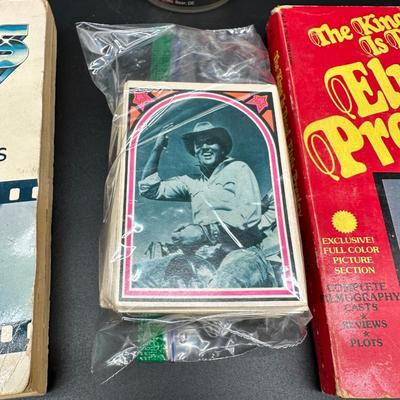 Vintage Elvis Presley Memorabilia Lot – Books, 1970s Trading Cards & Concert Tumbler
