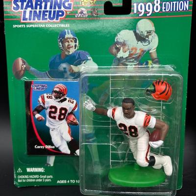 1998 Starting Lineup NFL Figure Lot – Corey Dillon, Kerry Collins, Reggie White + Heisman Staubach