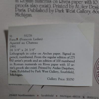 Fanch (François Ledan) “Apéritif au Château” Signed Lithograph, 1991, Limited Edition