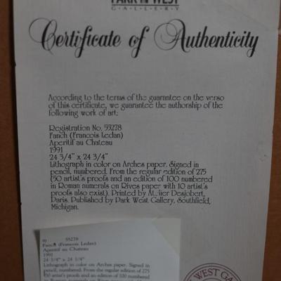 Fanch (François Ledan) “Apéritif au Château” Signed Lithograph, 1991, Limited Edition