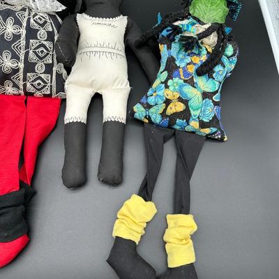 Vintage Handmade Folk Art Cloth Dolls – Primitive Black Americana Style (Set of 4)
