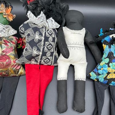 Vintage Handmade Folk Art Cloth Dolls – Primitive Black Americana Style (Set of 4)
