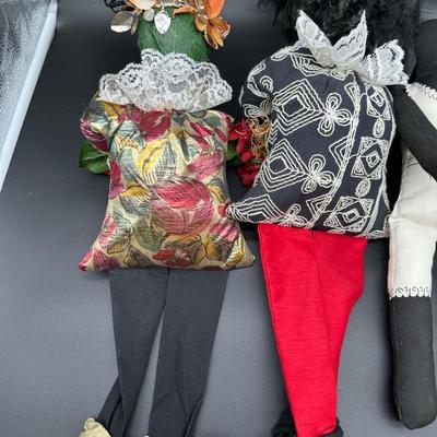 Vintage Handmade Folk Art Cloth Dolls – Primitive Black Americana Style (Set of 4)