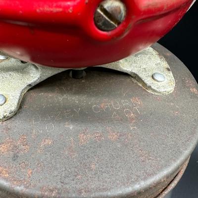 Vintage Dazey Glass Butter Churn No. 4 – 4 Qt – Red Crank Lid w/ Wood Paddles