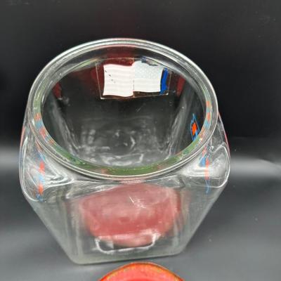 Vintage Lance Cracker Store Display Glass Jar w/ Original Red Metal Lid