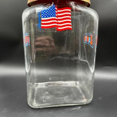 Vintage Lance Cracker Store Display Glass Jar w/ Original Red Metal Lid
