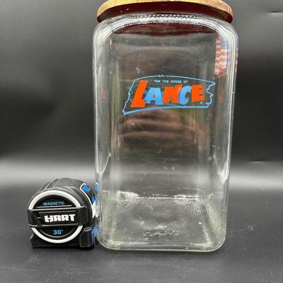 Vintage Lance Cracker Store Display Glass Jar w/ Original Red Metal Lid