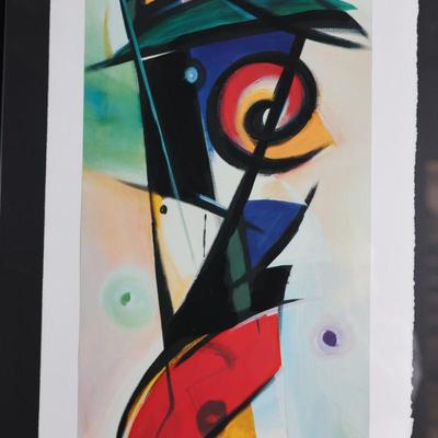 Pair of Oversized Signed Alfred Gockel Abstract Prints, “Left Point” & “Right Point,” Framed