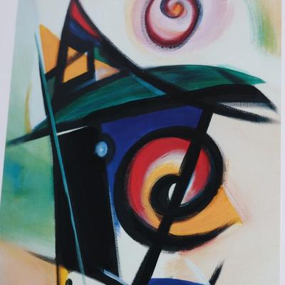 Pair of Oversized Signed Alfred Gockel Abstract Prints, “Left Point” & “Right Point,” Framed