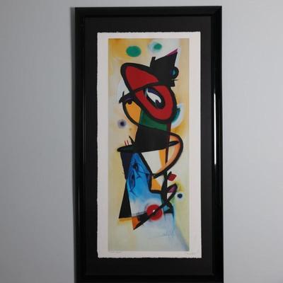 Pair of Oversized Signed Alfred Gockel Abstract Prints, “Left Point” & “Right Point,” Framed