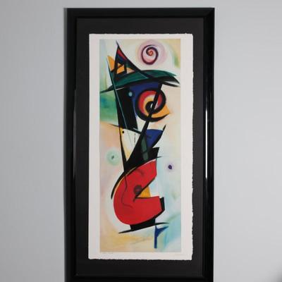 Pair of Oversized Signed Alfred Gockel Abstract Prints, “Left Point” & “Right Point,” Framed