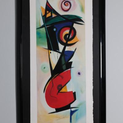 Pair of Oversized Signed Alfred Gockel Abstract Prints, “Left Point” & “Right Point,” Framed