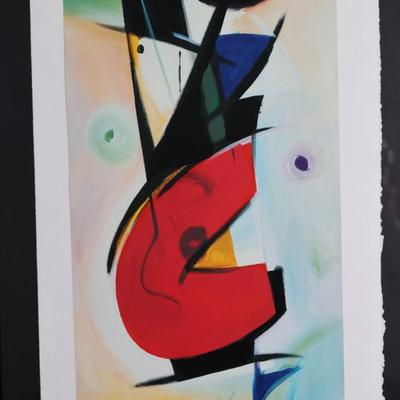 Pair of Oversized Signed Alfred Gockel Abstract Prints, “Left Point” & “Right Point,” Framed