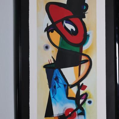 Pair of Oversized Signed Alfred Gockel Abstract Prints, “Left Point” & “Right Point,” Framed