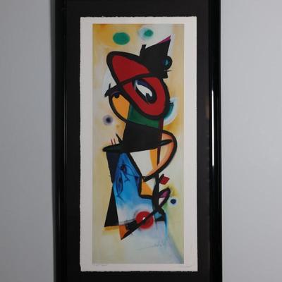 Pair of Oversized Signed Alfred Gockel Abstract Prints, “Left Point” & “Right Point,” Framed