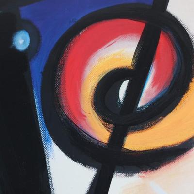 Pair of Oversized Signed Alfred Gockel Abstract Prints, “Left Point” & “Right Point,” Framed