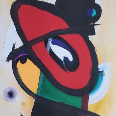 Pair of Oversized Signed Alfred Gockel Abstract Prints, “Left Point” & “Right Point,” Framed