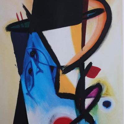 Pair of Oversized Signed Alfred Gockel Abstract Prints, “Left Point” & “Right Point,” Framed