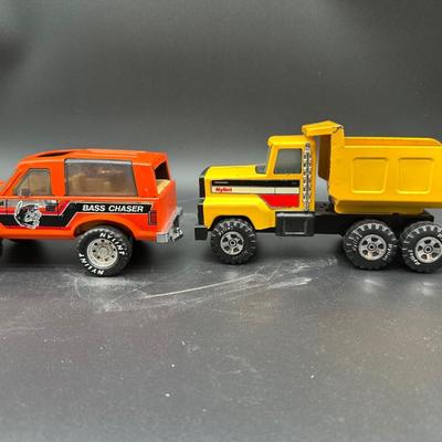 Vintage Nylint Die-Cast Toys – Bass Chaser SUV & Yellow Dump Truck (1970s–80s)