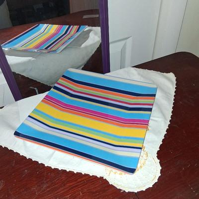 Sale Photo Thumbnail #232: Nice square colorful serving tray, trinket tray or whatever decor you want to use it for.