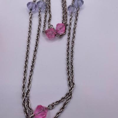 Pink/purple Sarah Cov and tassel necklace