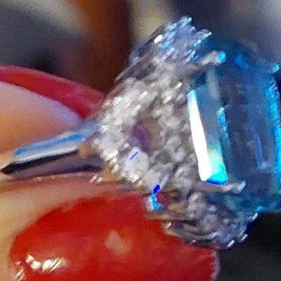 Beautiful Topaz and Sapphire Sterling Silver Ring