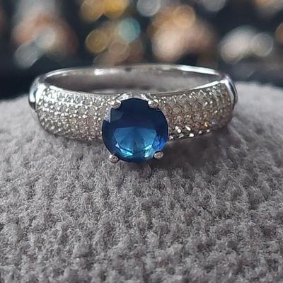 Lab Grown Sapphire Sterling Silver Ring