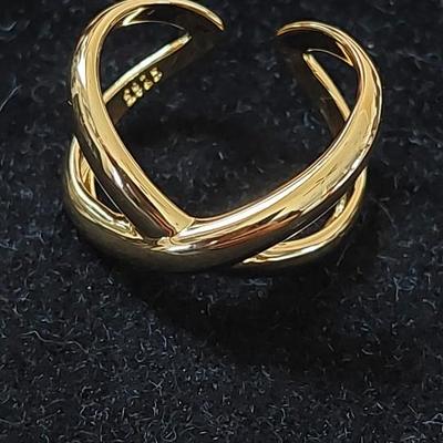 18kt Gold Overlay sterling silver Ring Size 7 adjustable