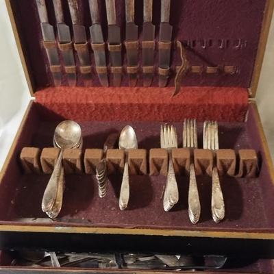 Sale Photo Thumbnail #242: Flatware just for display

Hand painted Large Flatware Box, Ebony Painted with Dutch Floral Design. 
Velvet lined, with Accessories Drawer. 
Wood construction