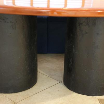 Harbor Furniture Oval Dining Table with Wood Top and Black Pedestal Legs