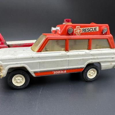 Vintage Tonka Toys Lot – Dump Truck, Rescue Vehicle, Utility Truck