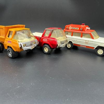 Vintage Tonka Toys Lot – Dump Truck, Rescue Vehicle, Utility Truck