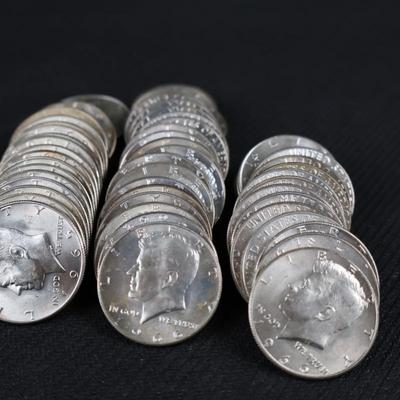 1965-1969 Kennedy Halves, 20.20 Troy Ounces, 55 Coins (C1-13)